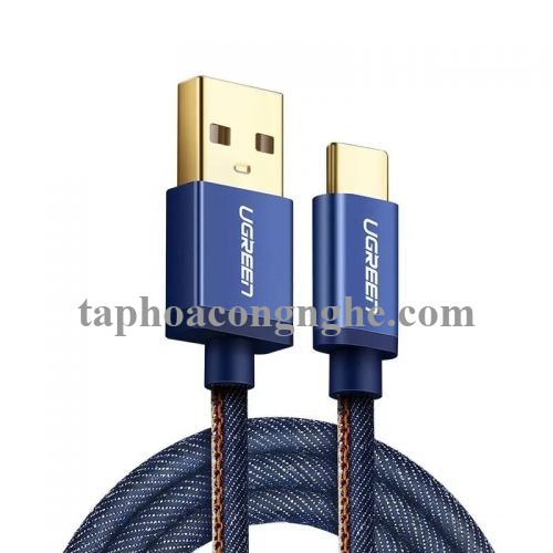 Ugreen 40343 0.5M màu Xanh Cáp sạc USB TypeC cao cấp US250 30040343